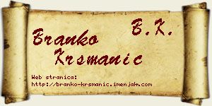 Branko Krsmanić vizit kartica